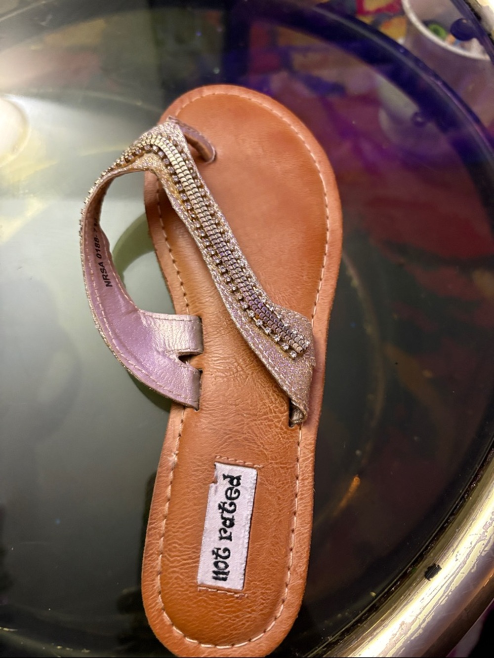 Hot Potatoes Rhinestone Tan Flip Flop Sandal